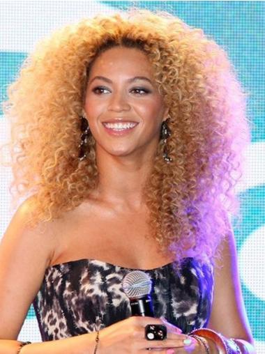 Blonde Long Kinky Without Bangs Full Lace 18" Beyonce Wigs