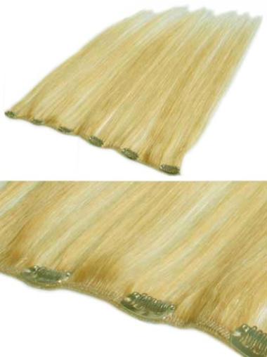 Affordable Blonde Straight Remy Human Hair Clip In Hair Extensions