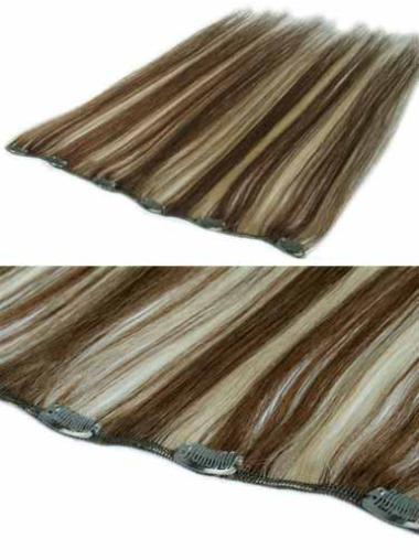 Hair Extensions Clip In Brown Color Straight Style With Remy