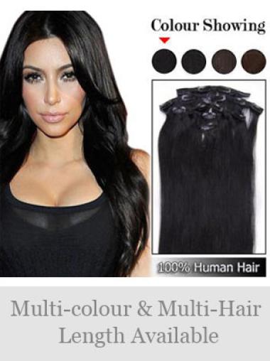 Sassy Black Straight Remy Human Hair Clip In Hair Extensions