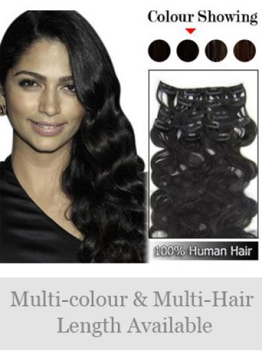 Great Black Wavy Remy Human Hair Clip In Hair Extensions