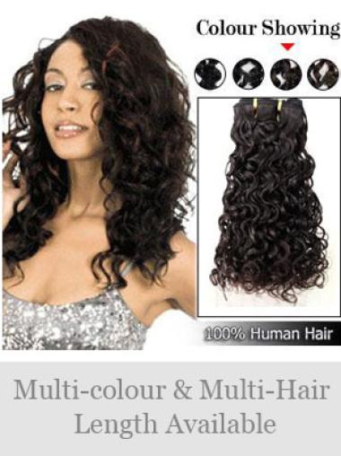 Curly Remy Human Hair Black Modern Weft Extensions