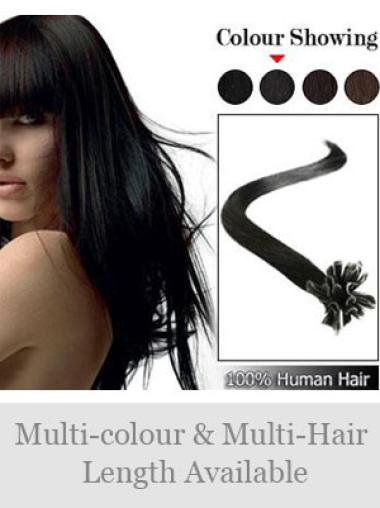 Black Straight Sleek Nail/U Tip Hair Extensions