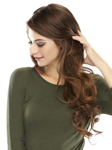 Online Brown Wavy Remy Human Hair Clip In Hairpieces