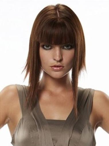 Human Hair Hairpieces Straight Style Long Length Auburn Color