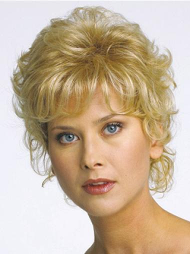 Short Curly Blonde Flexibility Synthetic Half Wigs