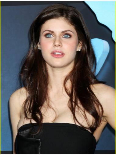 Discount Brown Long Straight 18" Without Bangs Alexandra Daddario Wigs