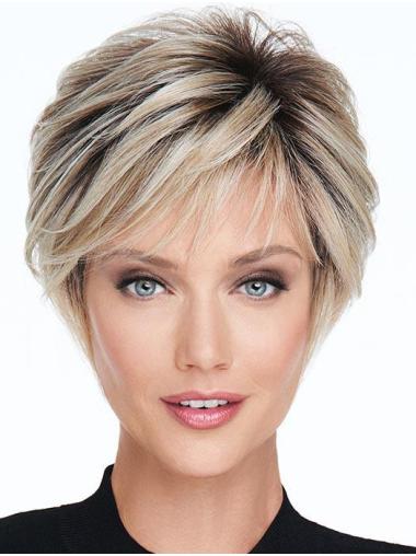 8" Straight Monofilament Top Boycuts Synthetic Wigs