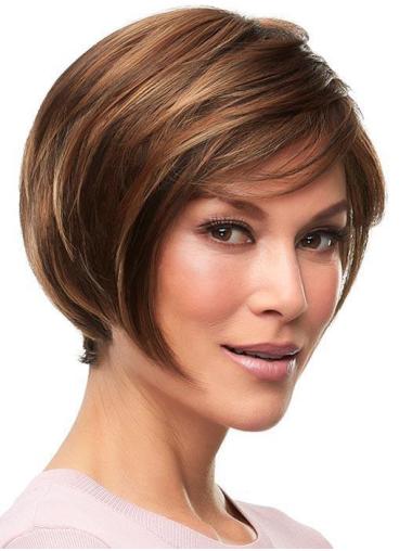 Straight Brown Synthetic New 8" Bob Wigs