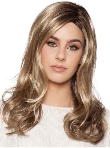 Blonde Synthetic Without Bangs Exquisite Long Lace Front Wigs