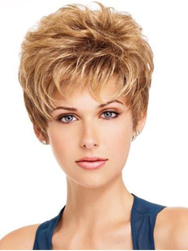 Blonde 4" Cropped Straight Capless Short Hairstyles For Women