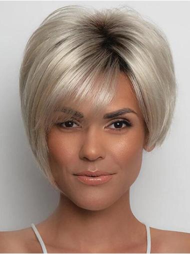 Short Blonde With Bangs Straight 6" Hairstyles For Black Women
