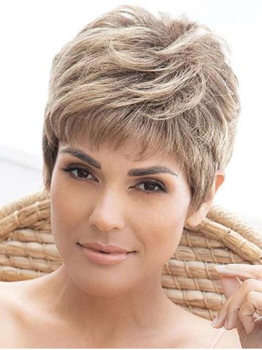 Cropped Grey Layered Straight 4" Wigs For Black Women