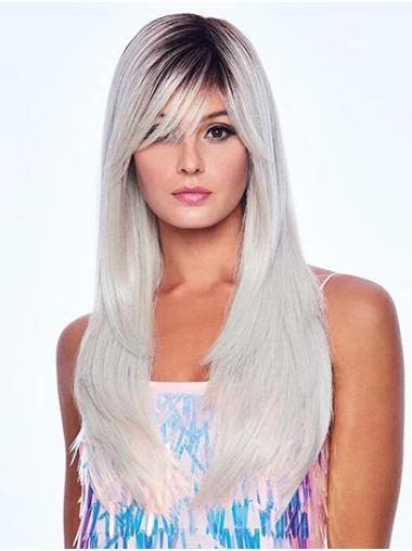 18" Straight Capless Long With Bangs Very Cheap Synthetic Wigs