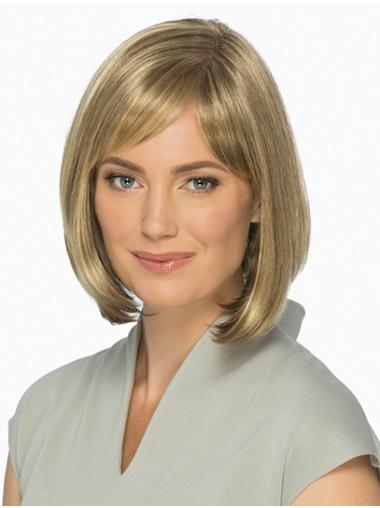 10" Straight Chin Length Blonde Bobs Monofilament Wig