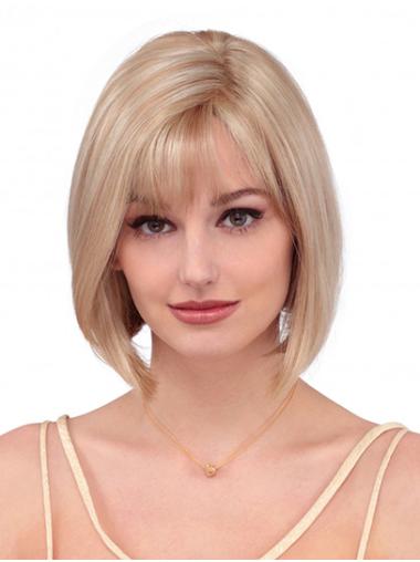 10" Chin Length Straight Blonde Bobs Synthetic Wigs Online