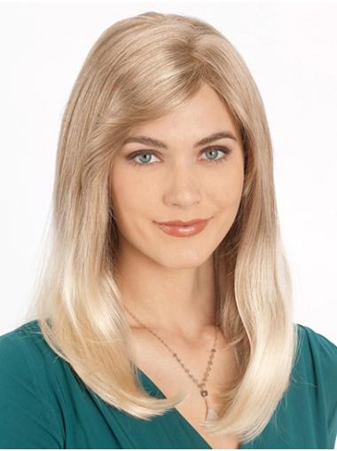 14" Shoulder Length Straight Blonde Without Bangs Womens Synthetic Wigs