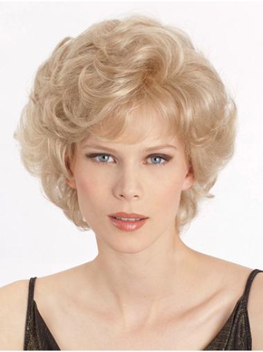 Curly Short Monofilament Blonde Synthetic Women Classic Wigs