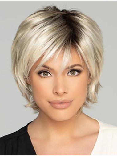 Straight Ombre/2 tone Monofilament Synthetic Layered Ladies Fasion Short Wigs