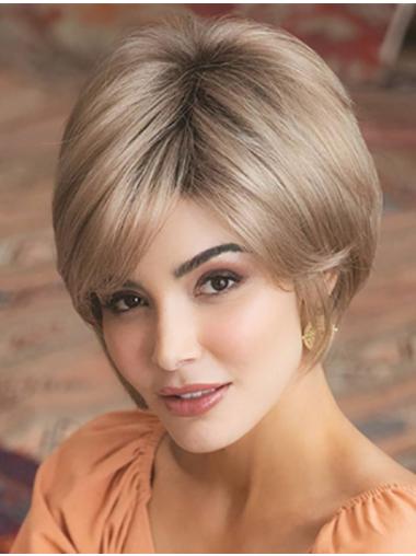 Straight Platinum Blonde Capless Synthetic Layered Sale For Short Wigs