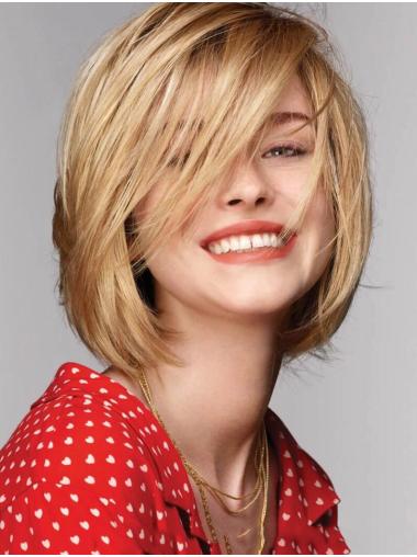 Straight Blonde 12" Chin Length Monofilament Synthetic Wigs Online