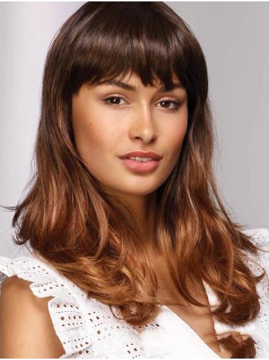 Ombre/2 Tone Synthetic Long Wavy 16" With Bangs Monofilament African American Hairstyles