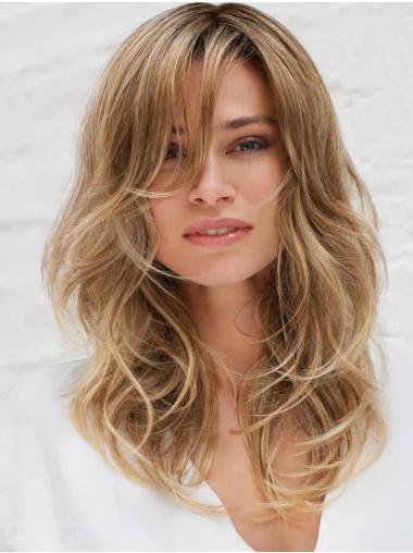 16" Wavy Synthetic Without Bangs Long Blonde Incredible Monofilament Wigs