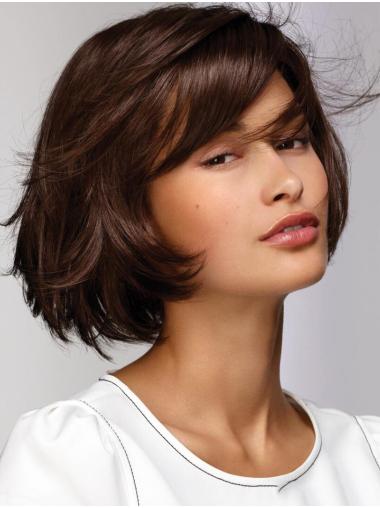 10" Brown Monofilament Straight Synthetic Short Bob Wigs For Women