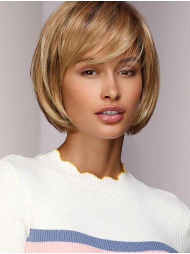 Short Blonde Bobs Synthetic Straight Monofilament Ideal Lace Wig