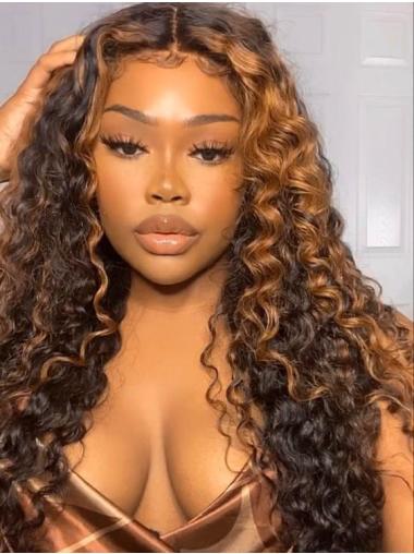Curly Ombre With Highlights Hair 18 Inches Brazilian Hair Lace Front Wig