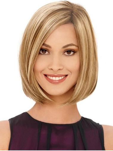 Chin Length Monofilament Straight Synthetic 12" Ladies Bob Style Wigs