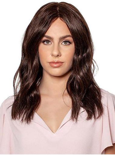 Monofilament Brown Long Without Bangs Wavy Wholesale Human Hair Wigs