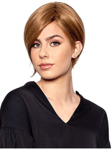 8" Short Blonde Straight Synthetic Best Quality Lace Wigs