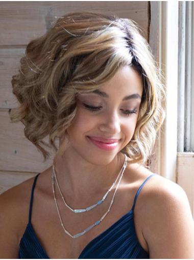 Curly Ombre/2 Tone Bobs Monofilament 12" Synthetic Classy Medium Wigs