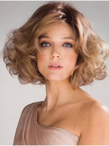 Curly Blonde Bobs Capless 12" Synthetic Ideal Medium Wigs