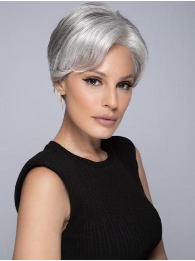 Boycuts Straight Lace Front Synthetic Womens Grey Wigs