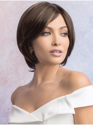 Chin Length Straight Brown Synthetic Bob Wigs
