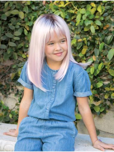 Long Straight Monofilament Pink Kids Wigs Children