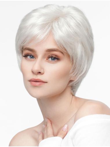 Boycuts Straight 100% Hand-tied Synthetic Grey Ladies Wigs