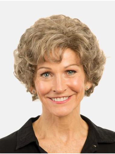 8" Curly Monofilament Synthetic Brown Ladies Fasion Short Wigs