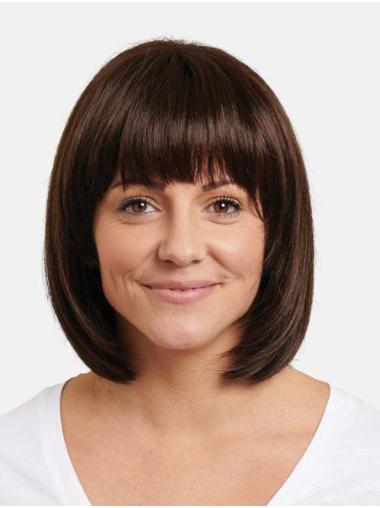 Chin Length Straight 100% Hand-tied Remy Human Hair 12" Perfect Bob Wigs