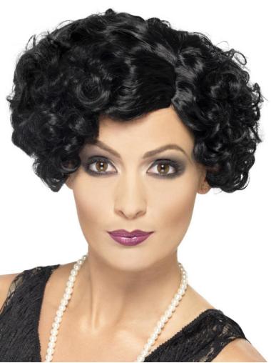 Short Curly Black Synthetic Good Quality Bob Wigs