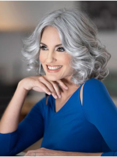 Layered Curly Monofilament Synthetic Ladies Short Grey Wigs Online