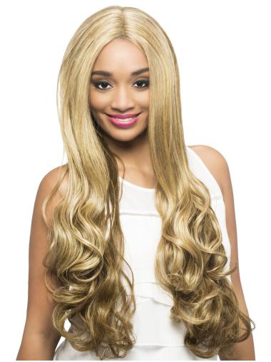 26" Wavy Blonde Without Bangs Stylish African American Wigs