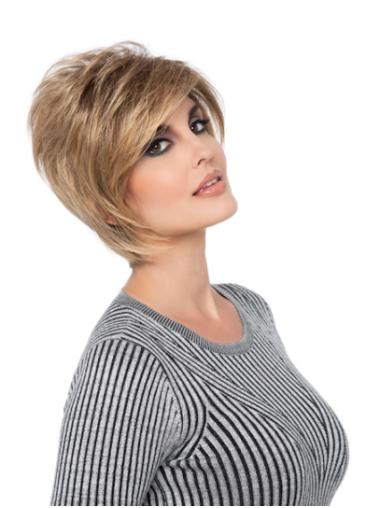 Blonde 8" Synthetic Straight Layered Womens Short Wigs
