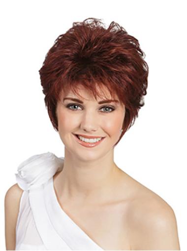 Short Red Wavy 8" Layered Beautiful Synthetic Wigs