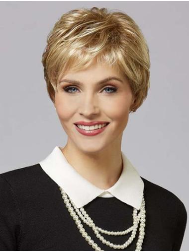 Blonde 6" Synthetic Straight Boycuts Short Wigs For Sale