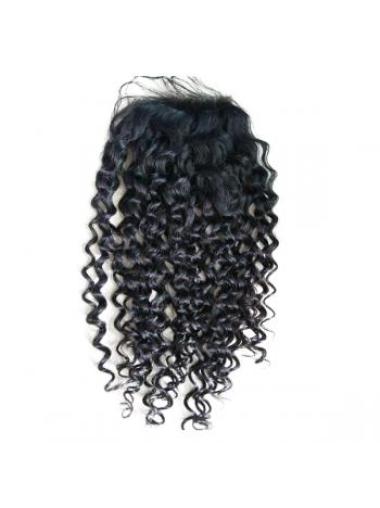 Lace Closures Curly Style Black Color Long Length With Remy
