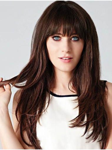 Straight Capless Remy Human Hair With Bangs Online Long Wigs