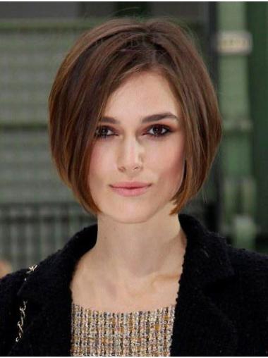 Chin Length Straight Lace Front Brown Stylish Bob Wigs